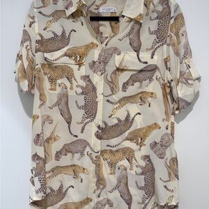 Equipment Leopard Print Shirt - Cream and Brown